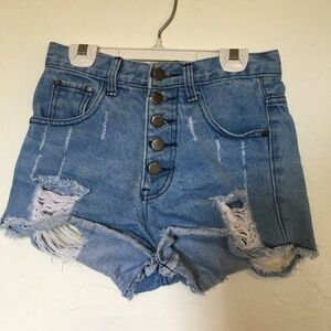 Volume Style Denim button fly jean distressed shorts. Size 25.